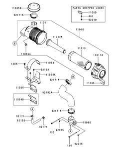 Kawasaki Fx850v-As00 Air Filter And Muffler Diagram and Parts List for M60-KW (53AI8CT6050-31HP-OHV)(2010) Cub Cadet Lawn Tractor
